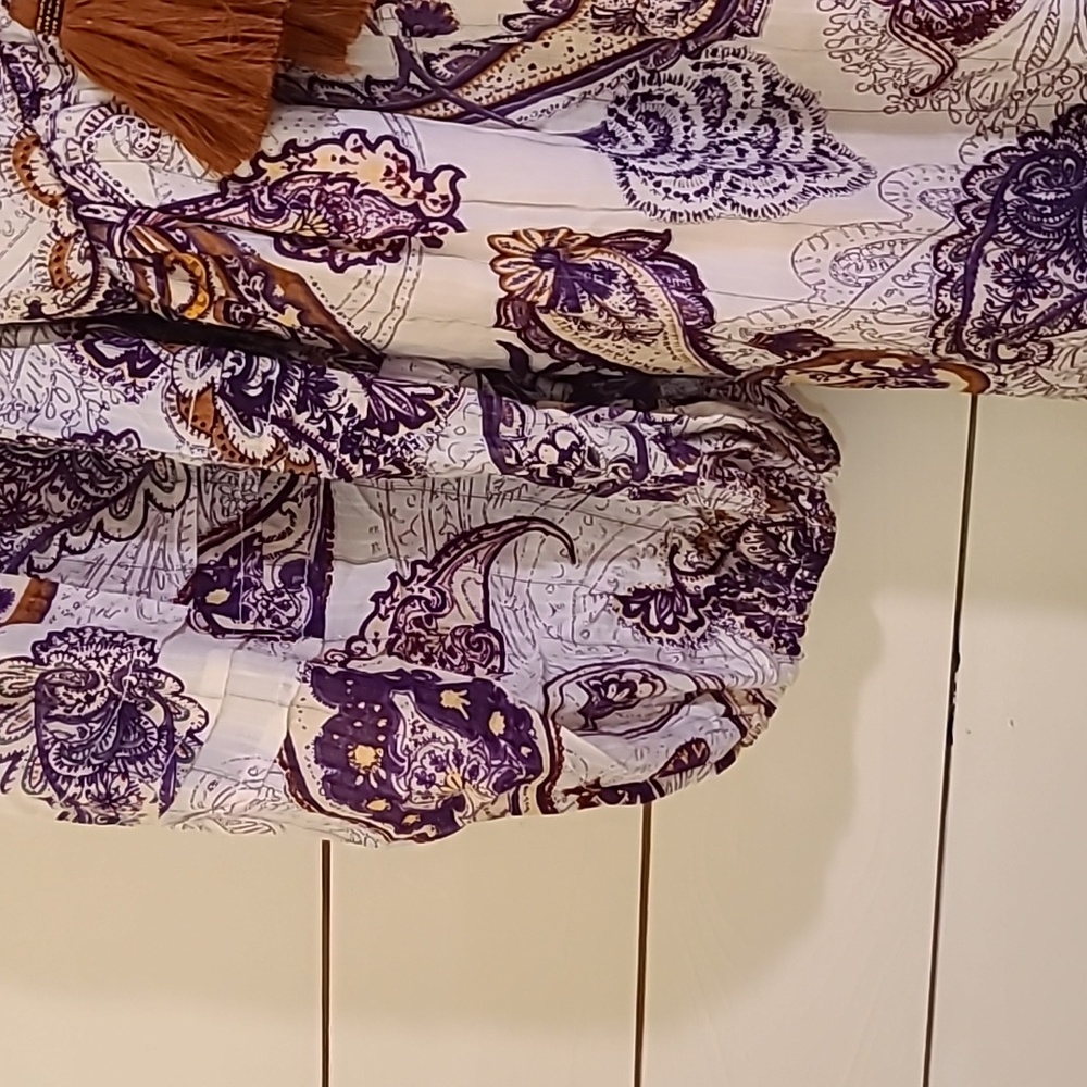 Free People White Dress with Purple Paisley and Rust Tassels - Picture 4 of 8